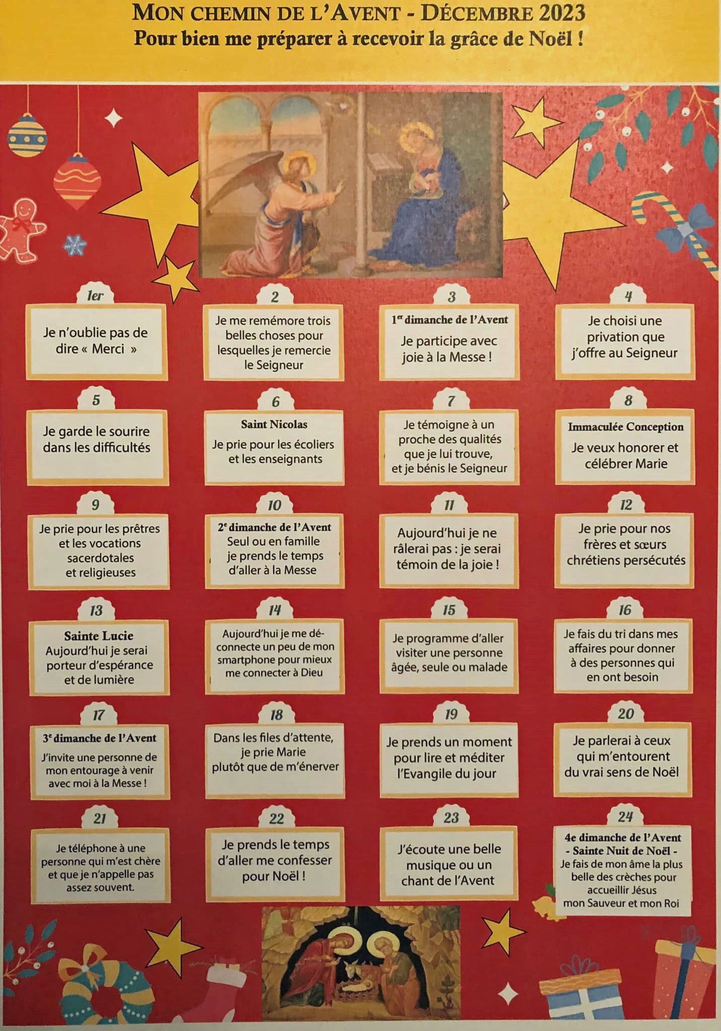 Calendrier De L'Avent En Bois Avec Scène De La Nativité - 24 Cases Et 24 étoiles Amovibles - Dimensions ~40.5x32x6.5 Cm - Décoration De Noël Traditionnelle - Fabriqué à La Main
